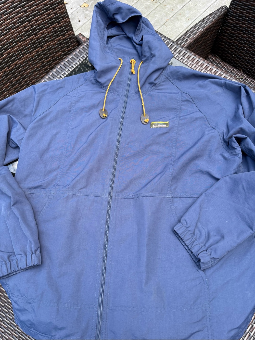 LL Bean Rain Jacket Mens XXL Plus Blue Mountain Classic Full Zip Pockets Hooded